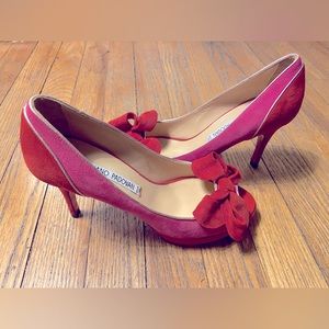 Padovan Peep Toe Pumps with Bow Accent